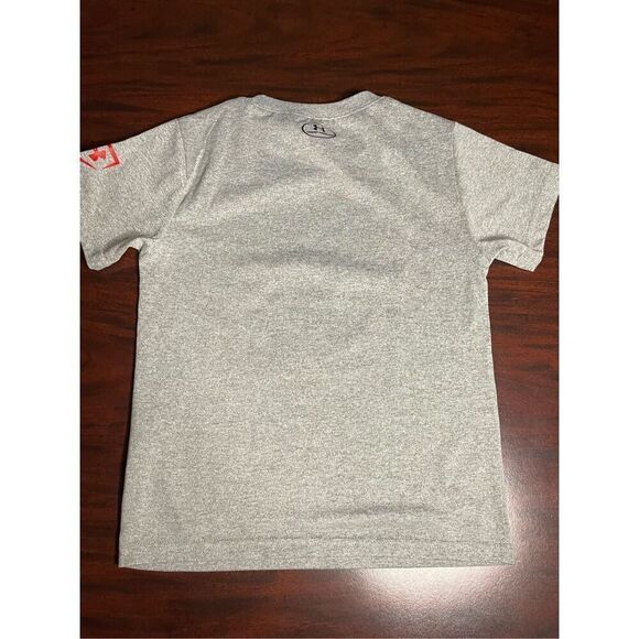 Under Armor Boys Short Sleeve Heatgear Light Grey Baseball Tee Size 4 - Picture 3 of 6